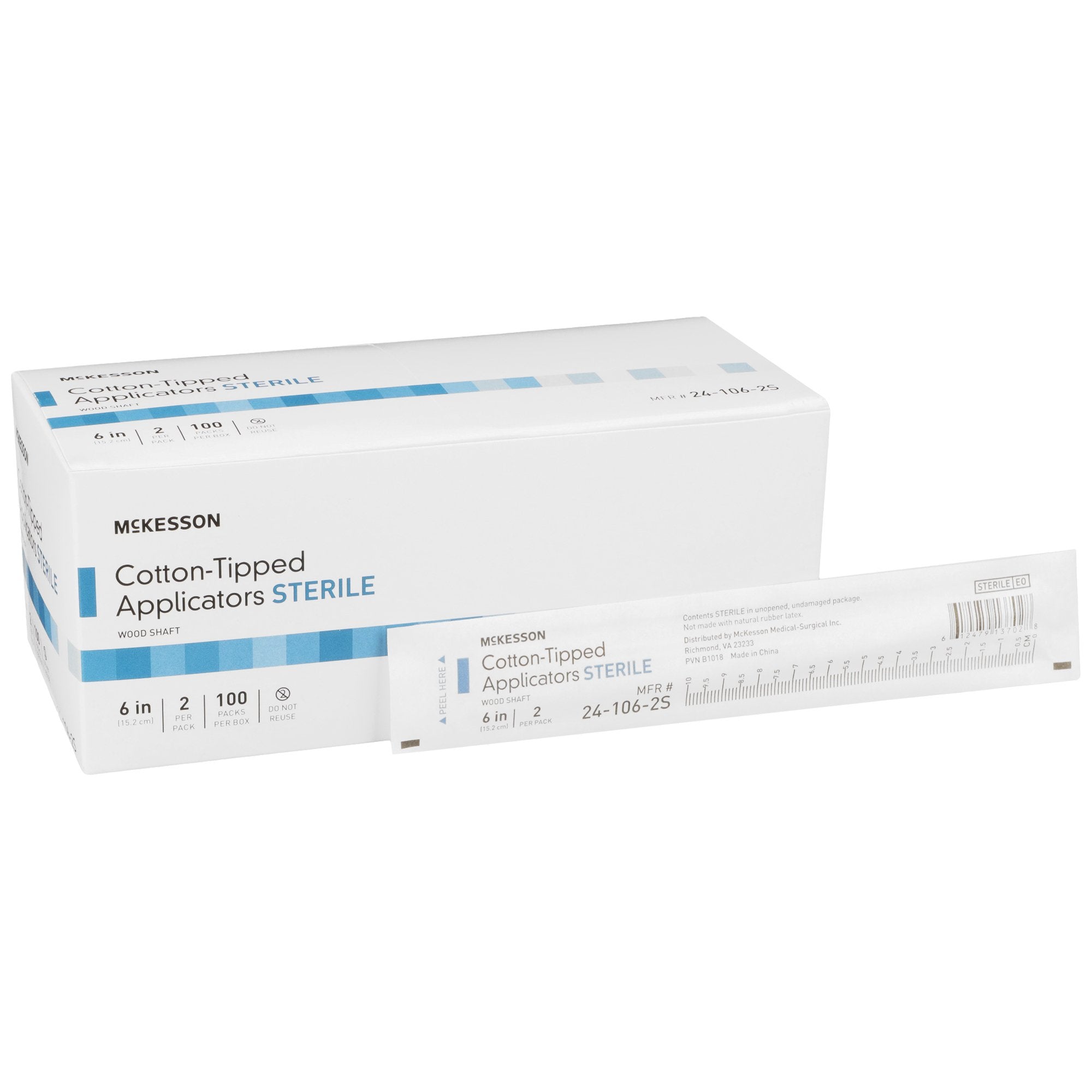 McKesson Brand - Swabstick McKesson Cotton Tip Wood Shaft 6 Inch Sterile 2 per Pack [1000/CS]