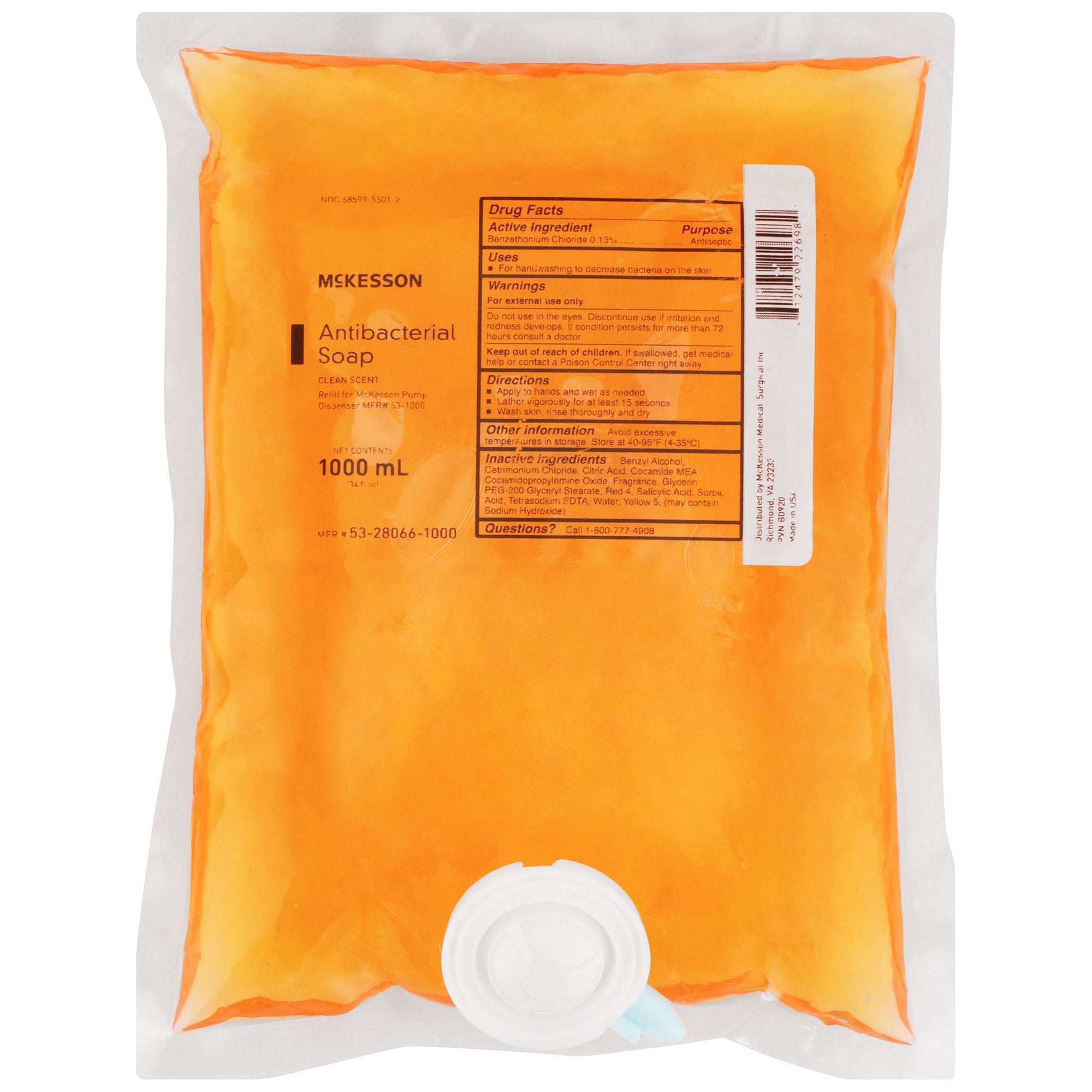 McKesson Brand - Antibacterial Soap McKesson Liquid 1,000 mL Dispenser Refill Bag Clean Scent [10/CS]