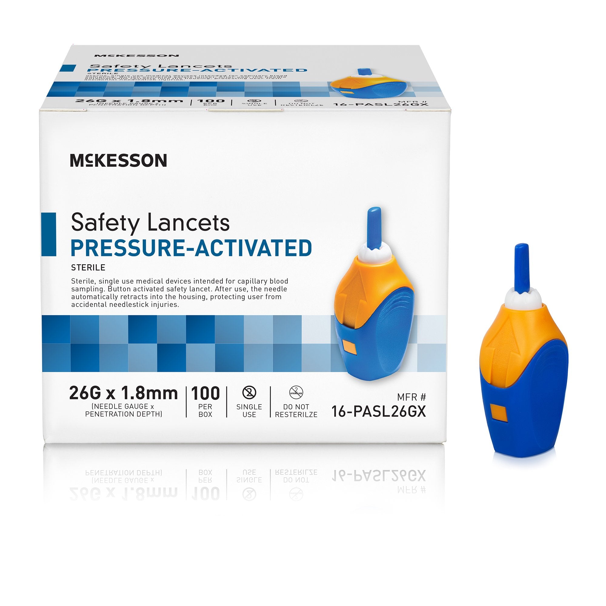McKesson Brand - Safety Lancet McKesson 26 Gauge Retractable Pressure Activated Finger [2000/CS] (1217982_CS)