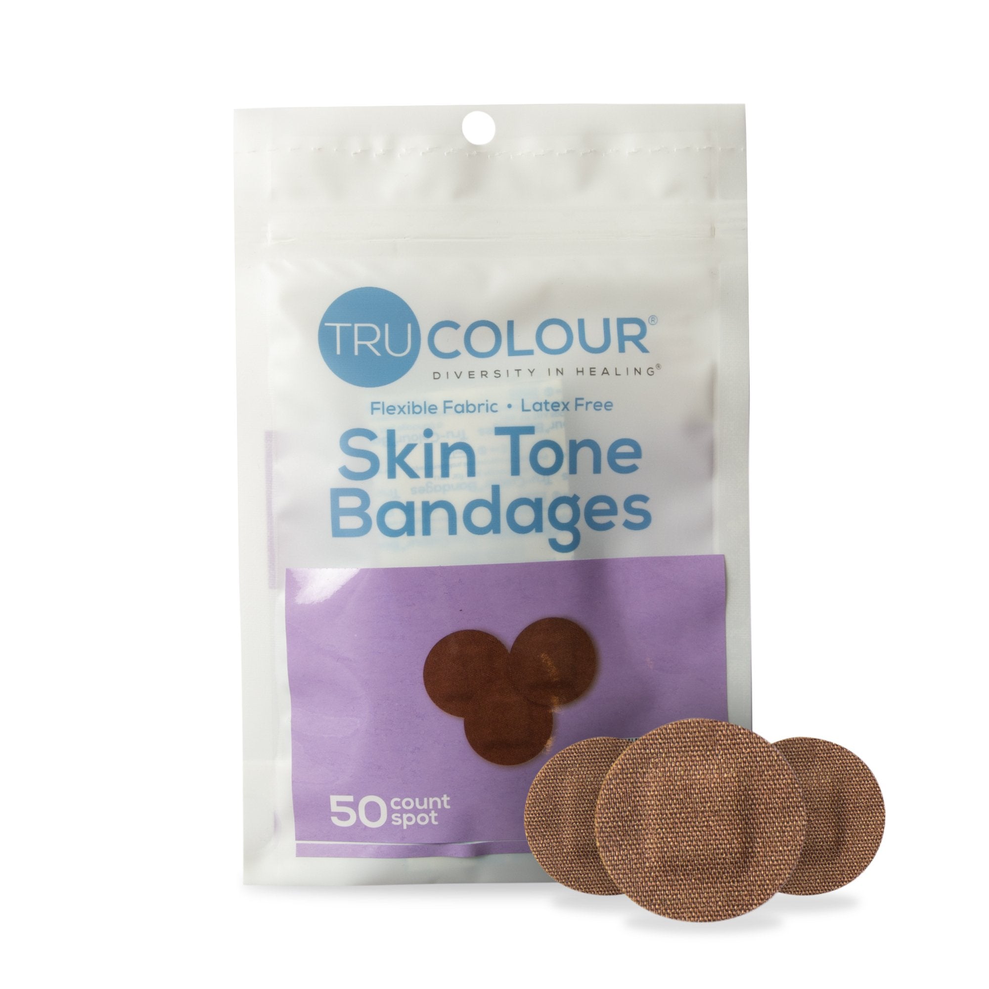 Tru-Colour Products LLC - Waterproof Adhesive Strip Tru-Colour® Fabric Spot s/b Round Dark Brown Sterile [2500/CS]