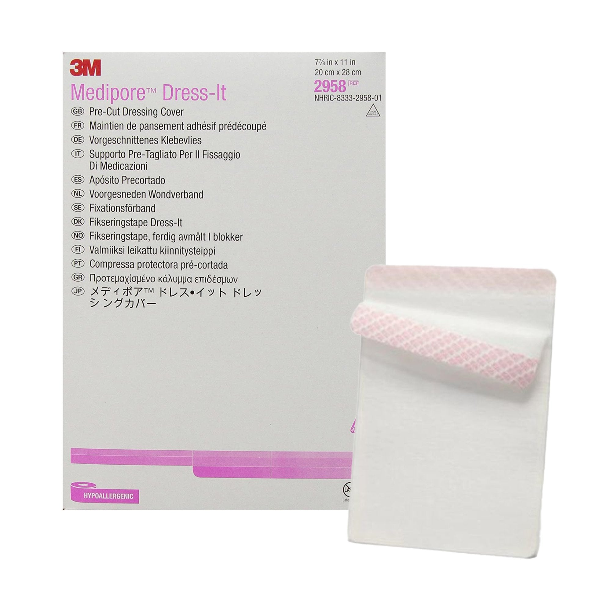 Solventum Corporation - Dressing Retention Tape with Liner 3M™ Medipore™ Dress-It White 7-7/8 X 11 Inch Soft Cloth NonSterile [100/CS]