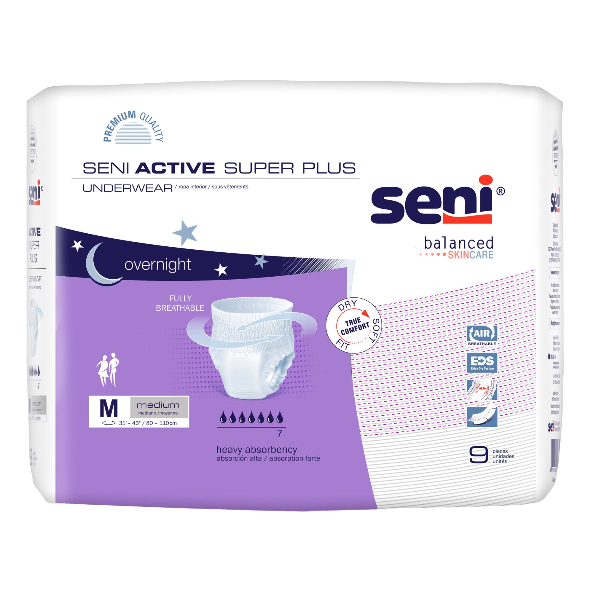 TZMO USA Inc - Unisex Adult Absorbent Underwear Seni® Active Super Plus Pull On with Tear Away Seams Medium Disposable Heavy Absorbency [36/CS]