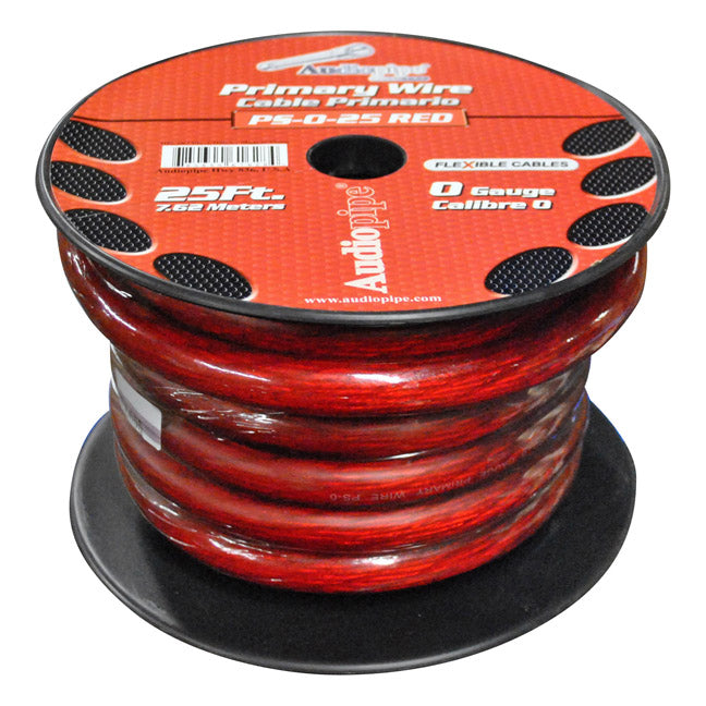Audiopipe Power Cable 0-Gauge 25 Foot Spool - Red [PS025RD]