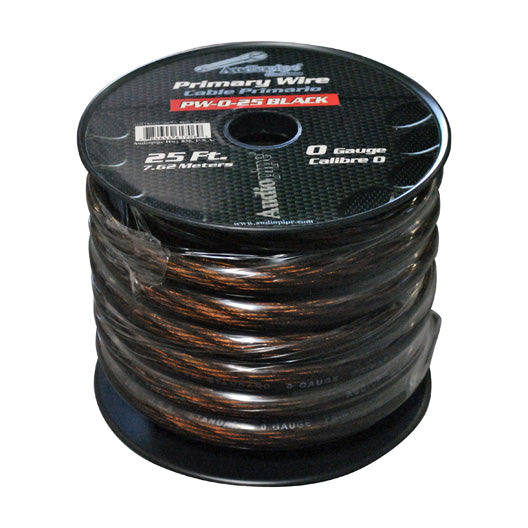 Audiopipe Power Cable 0-Gauge 25 Foot Spool - Black [PW025BK]
