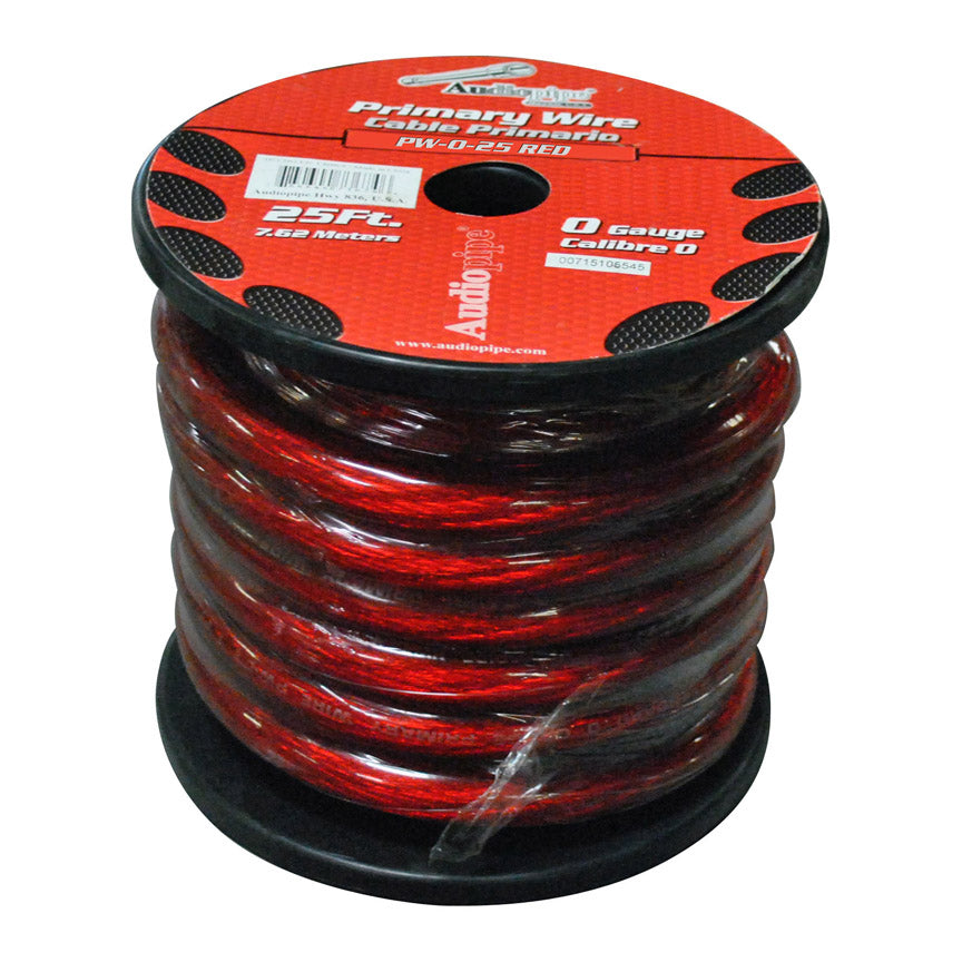 Audiopipe Power Cable 0-Gauge 25 Foot Spool - Red [PW025RD]