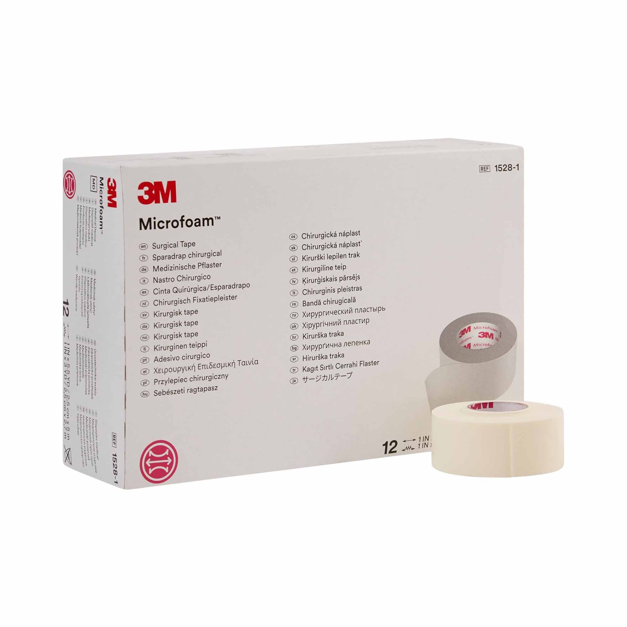 Solventum Corporation - Medical Tape 3M™ Microfoam™ White 1 Inch X 5-1/2 Yard Elastic / Foam NonSterile [72/CS]