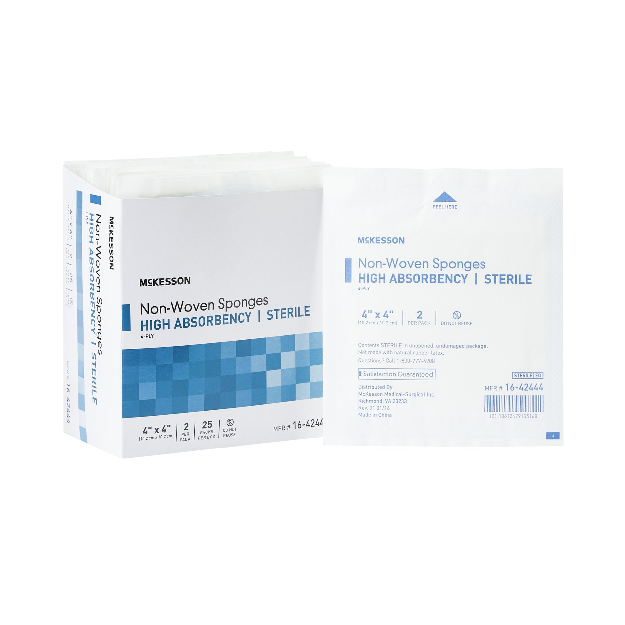 McKesson Brand - Nonwoven Sponge McKesson 4 X 4 Inch 4-Ply Sterile 2 per Pack [600/CS] (482411_CS)