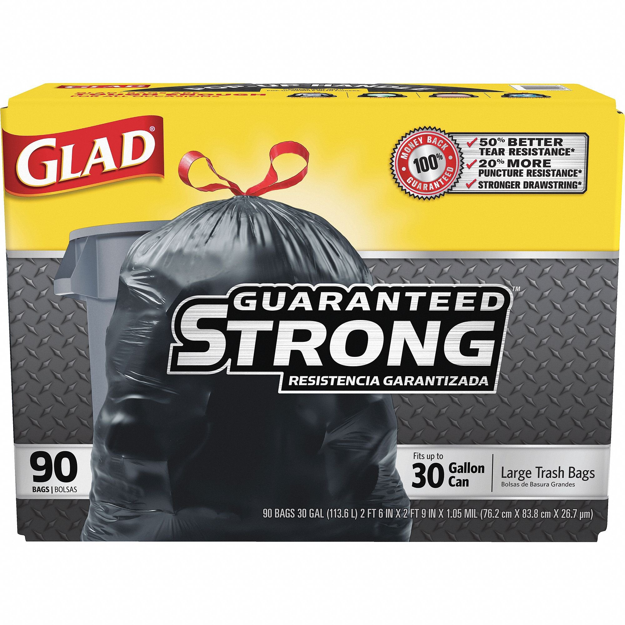 RJ Schinner Co - Trash Bag Glad® 30 gal. Black LLDPE 1.05 mil 30 X 33 Inch Flat Pack [90/CS]