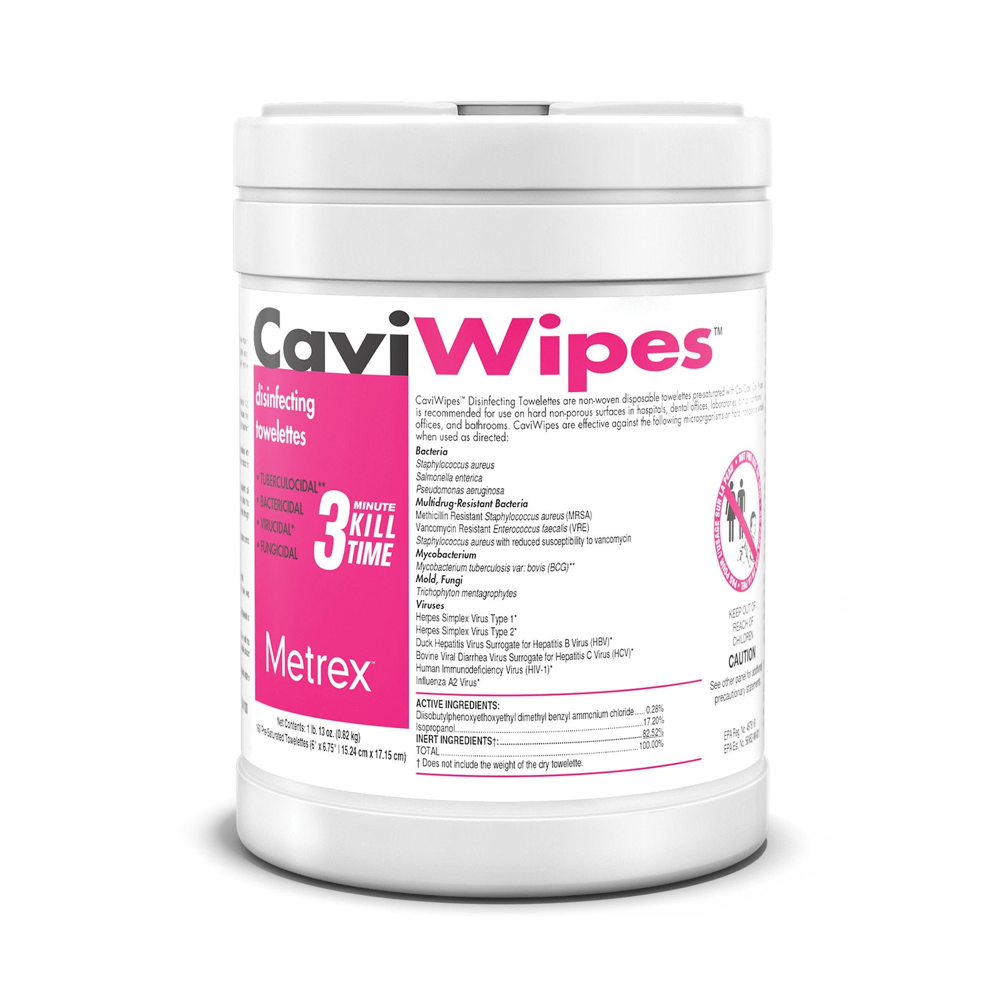 Metrex Research - CaviWipes™ Surface Disinfectant Premoistened Alcohol Based Manual Pull Wipe 160 Count Canister Alcohol Scent NonSterile [12/CS]