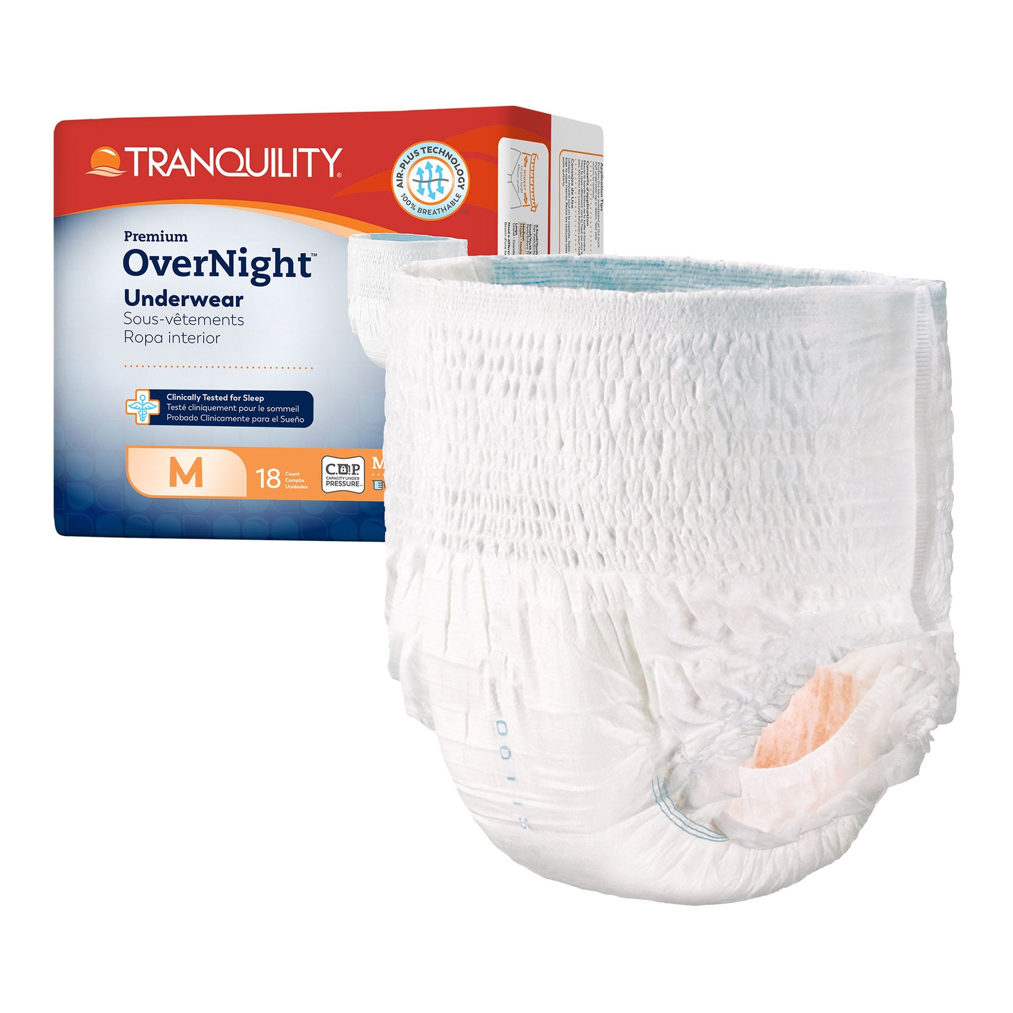 Principle Business Enterprises - Unisex Adult Absorbent Underwear Tranquility® Premium OverNight™ Pull On with Tear Away Seams Medium Disposable Heavy Absorbency [72/CS]