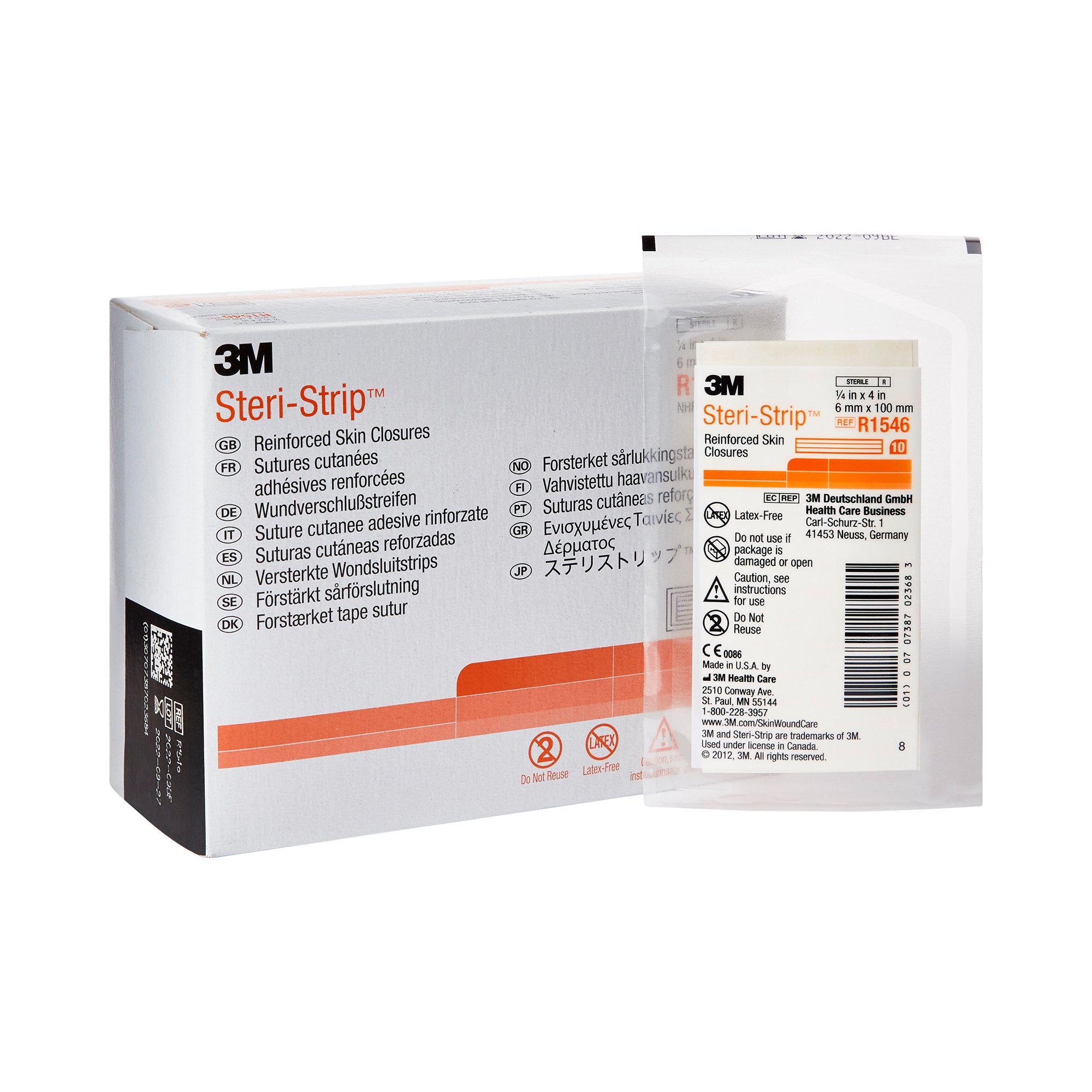 Solventum Corporation - Skin Closure Strip Steri-Strip™ 1/4 X 4 Inch Nonwoven Material Reinforced Strip White [200/CS]