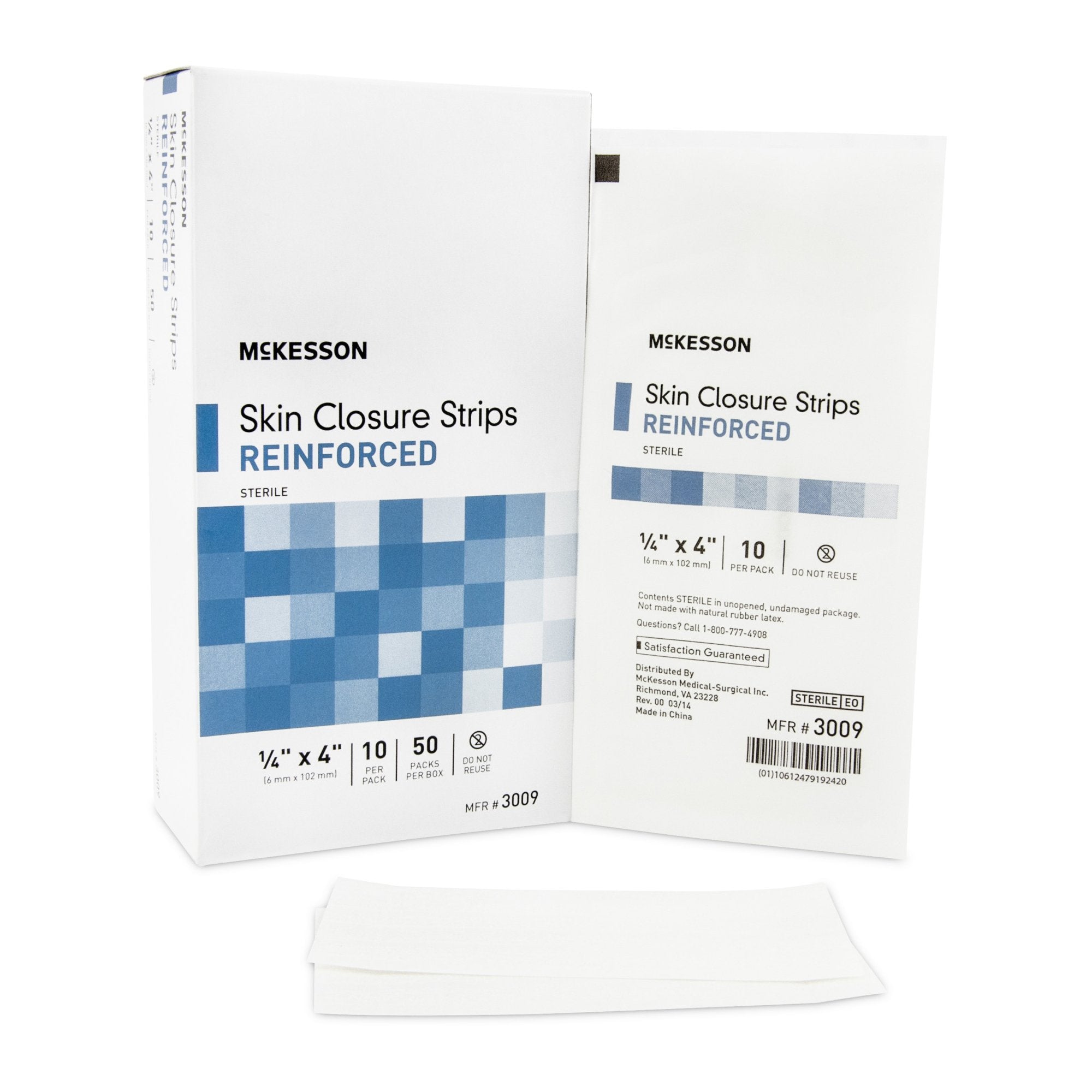 McKesson Brand - Skin Closure Strip McKesson 1/4 X 4 Inch Nonwoven Material Reinforced Strip White [200/CS]