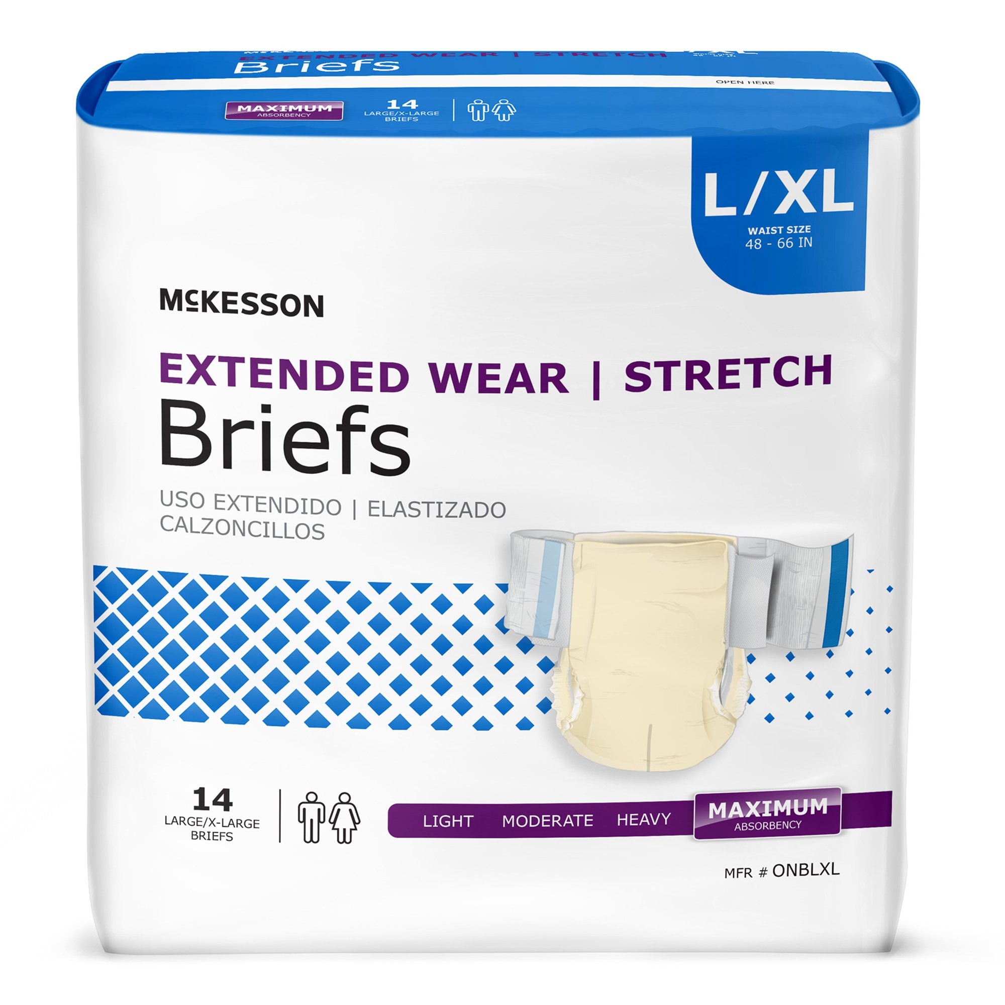 McKesson Brand - Unisex Adult Incontinence Brief McKesson Extended Wear Large / X-Large Disposable Heavy Absorbency [56/CS]