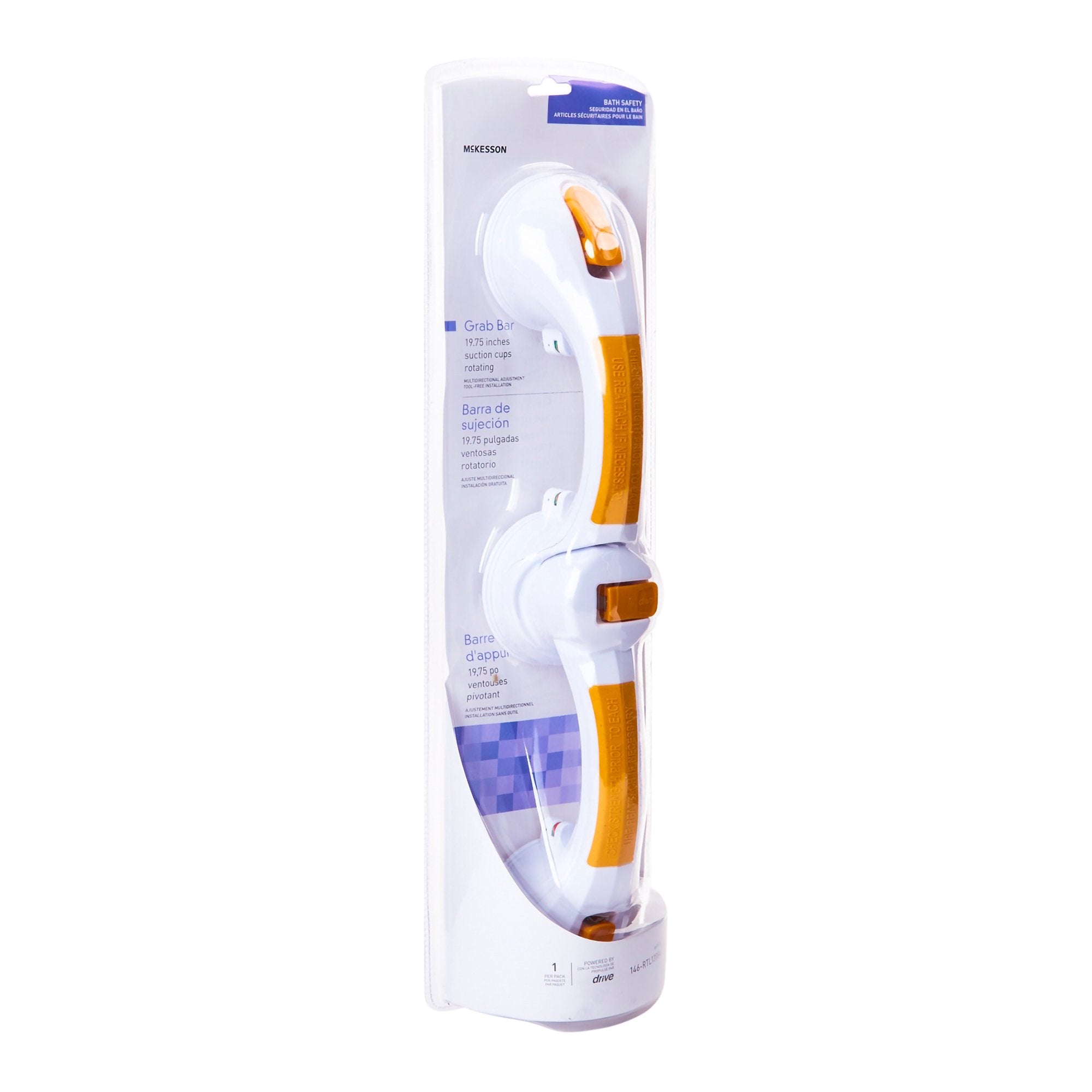 McKesson Brand - Rotating Suction-Cup Grab Bar McKesson White / Yellow Plastic [3/CS]