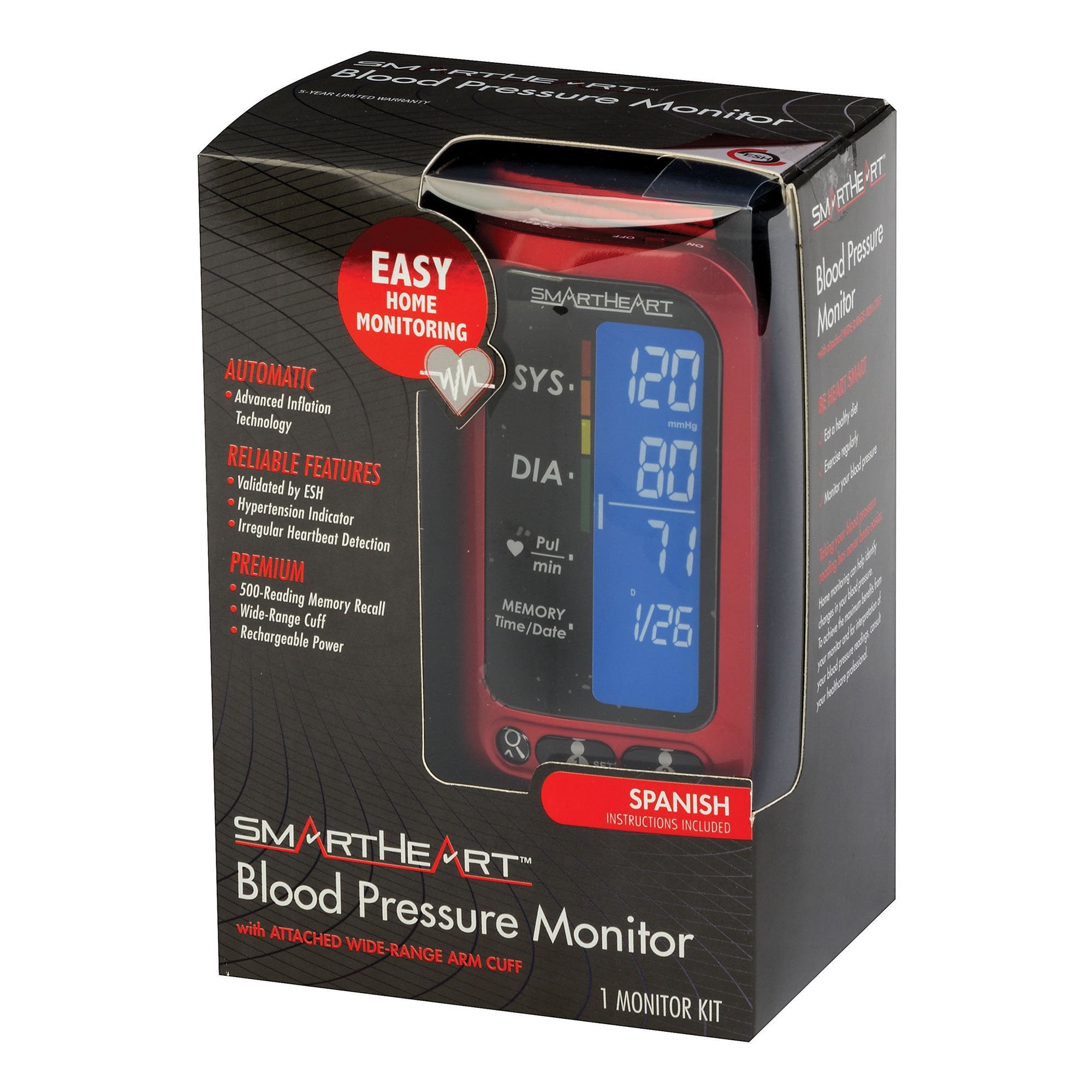 Veridian Healthcare LLC - Home Automatic Digital Blood Pressure Monitor Smartheart Adult Cuff Nylon Cuff 22 to 42 cm Desk Model [12/CS] (1226102_CS)