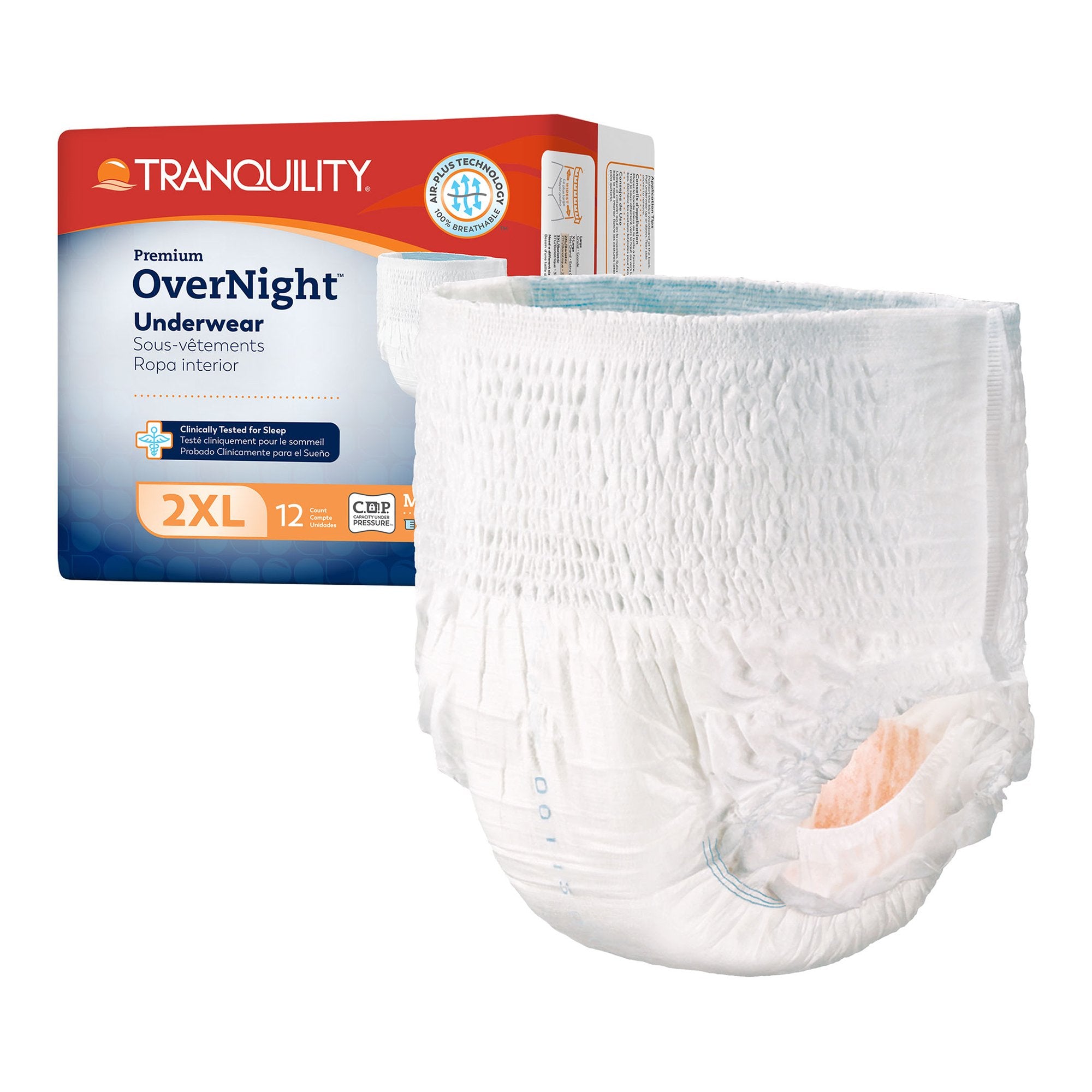 Principle Business Enterprises - Unisex Adult Absorbent Underwear Tranquility® Premium OverNight™ Pull On with Tear Away Seams 2X-Large Disposable Heavy Absorbency [48/CS]