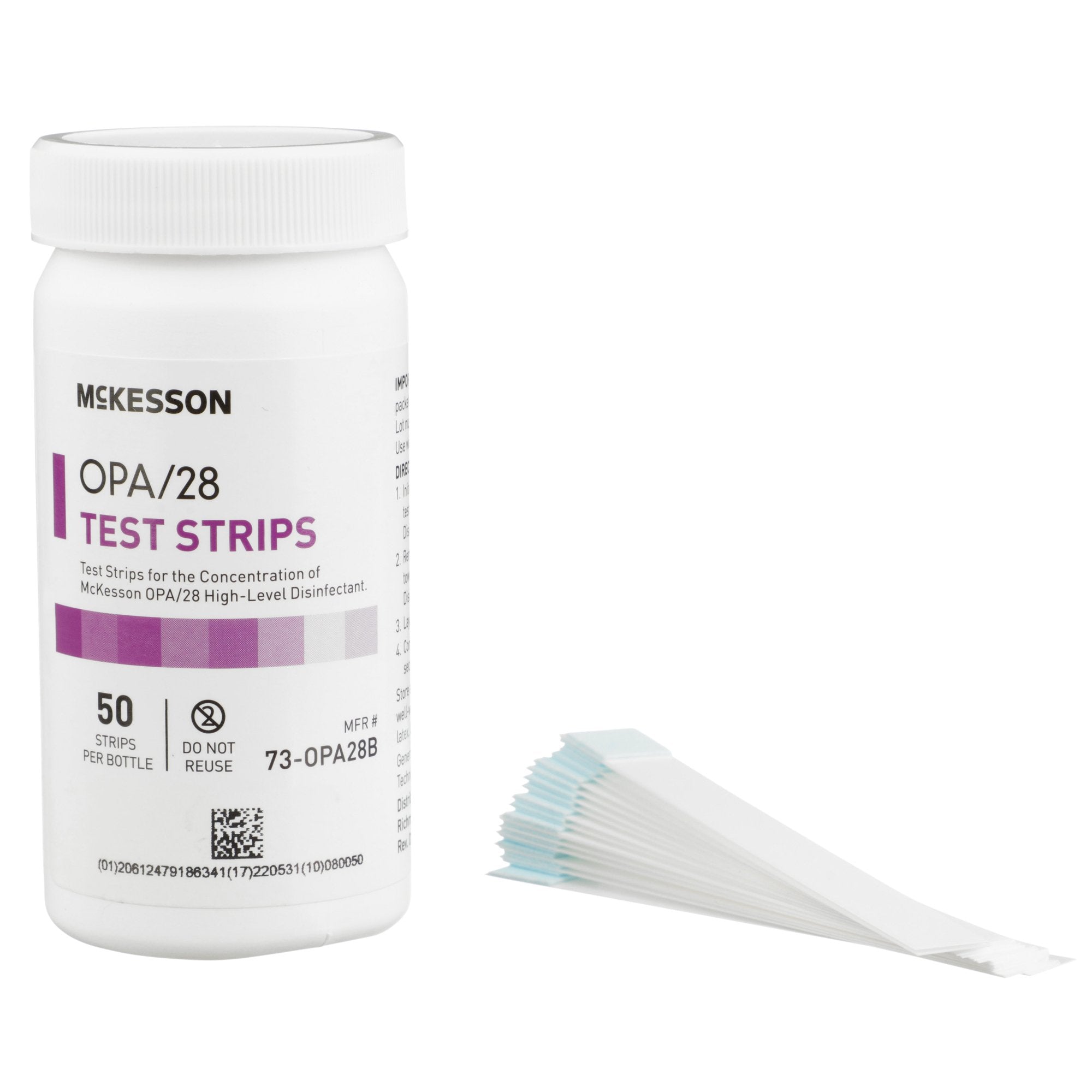McKesson Brand - OPA Concentration Indicator McKesson OPA/28 Pad 50 Test Strips Bottle Single Use [2/CS]