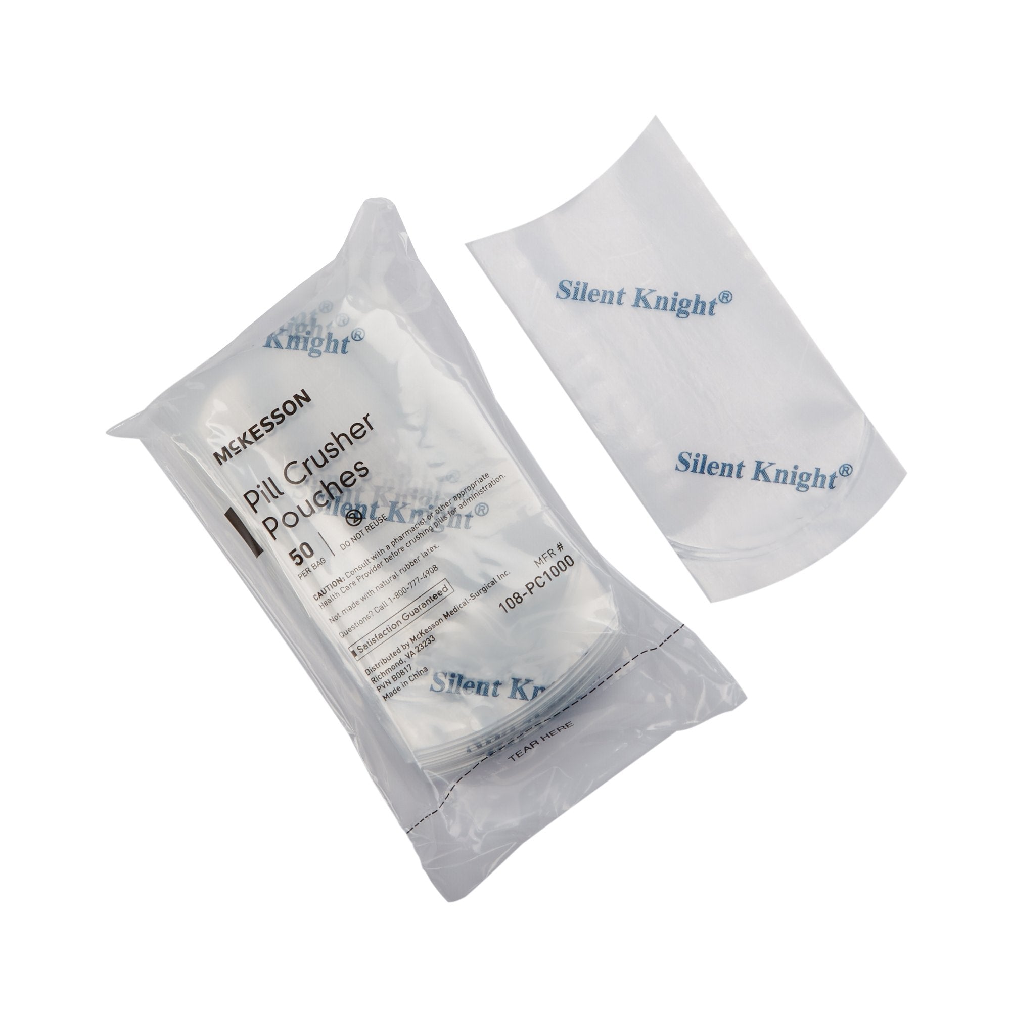McKesson Brand - Pill Crusher Pouch McKesson Silent Knight® 2 X 4-1/2 Inch, Clear, Plastic [160/CS]