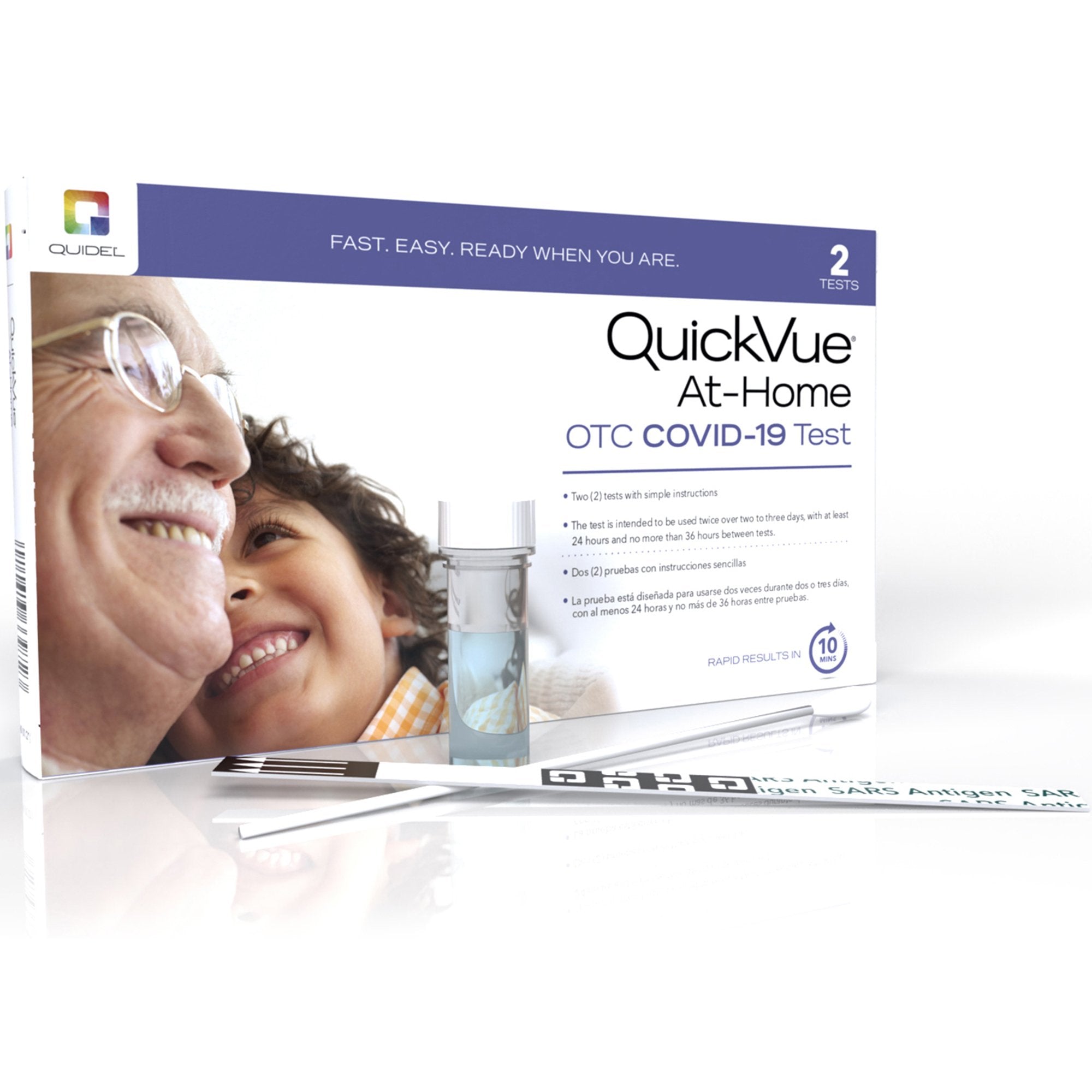 Quidel - Respiratory Test Kit QuickVue® At-Home OTC COVID-19 Test 2 Tests CLIA Waived [45/CS] (1190065_CS)