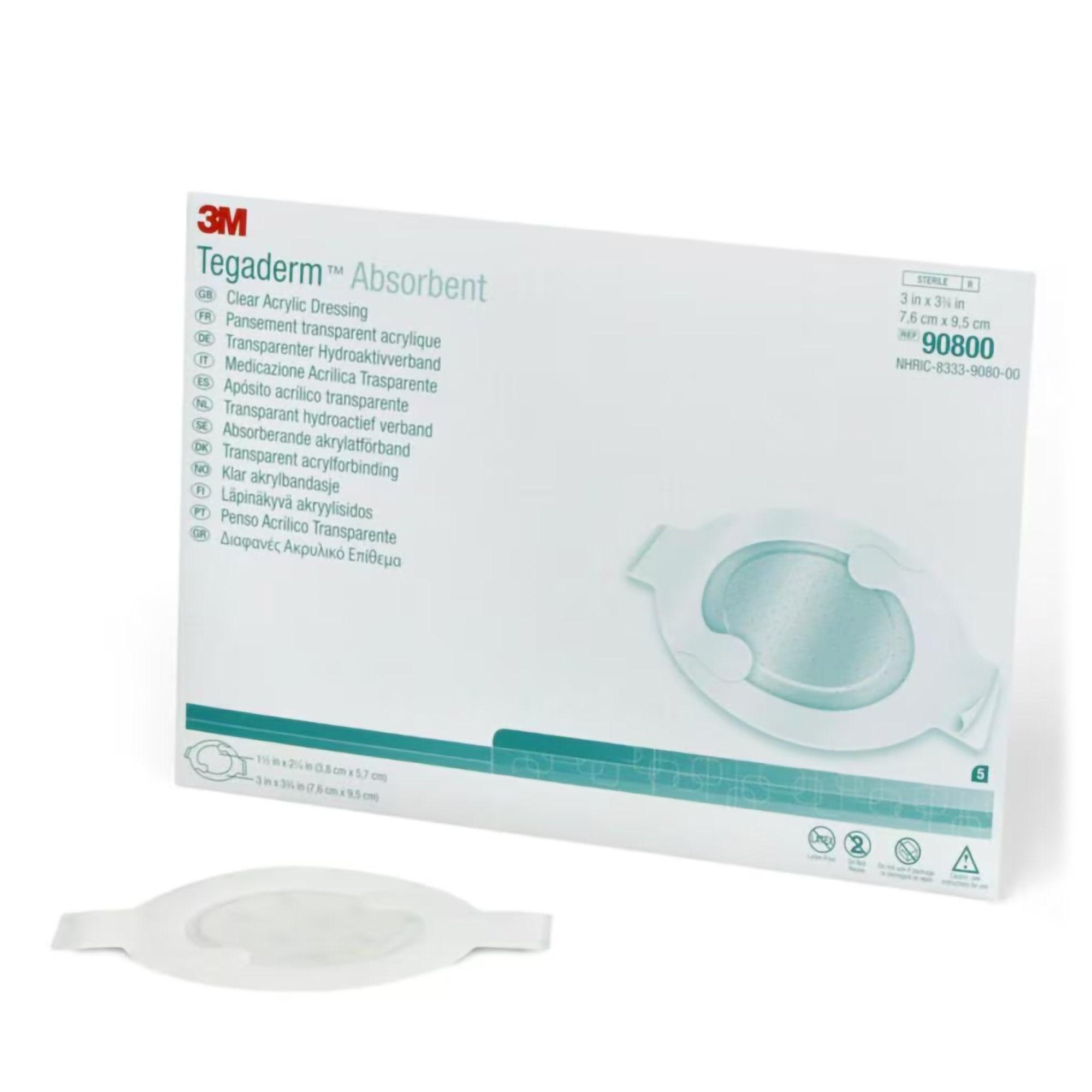 Solventum Corporation - Absorbent Transparent Film Dressing 3M™ Tegaderm™ Absorbent 3 X 3-3/4 Inch Oval Sterile [40/CS]