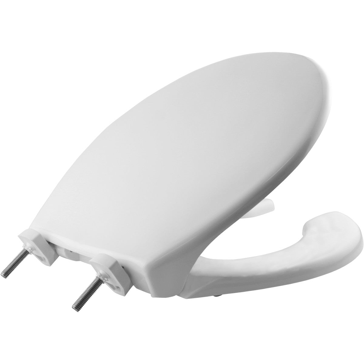 Bemis Round Open Front With Cover Hospitality Plastic Toilet Seat in White STA-TITE® Commercial Fastening System and DuraGuard®