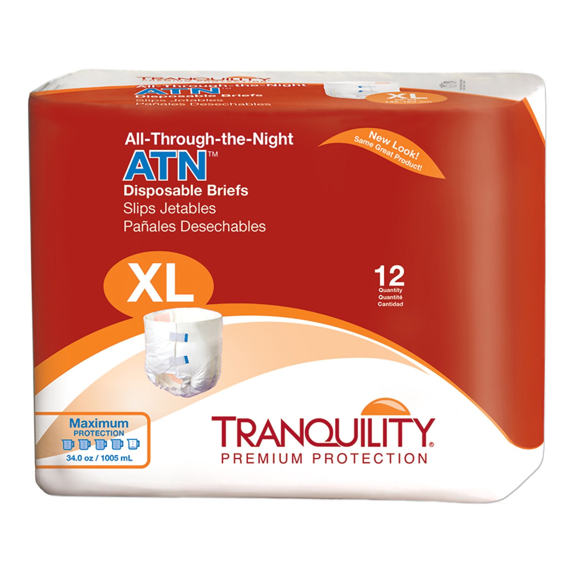 Principle Business Enterprises - Unisex Adult Incontinence Brief Tranquility® ATN X-Large Disposable Heavy Absorbency [72/CS]