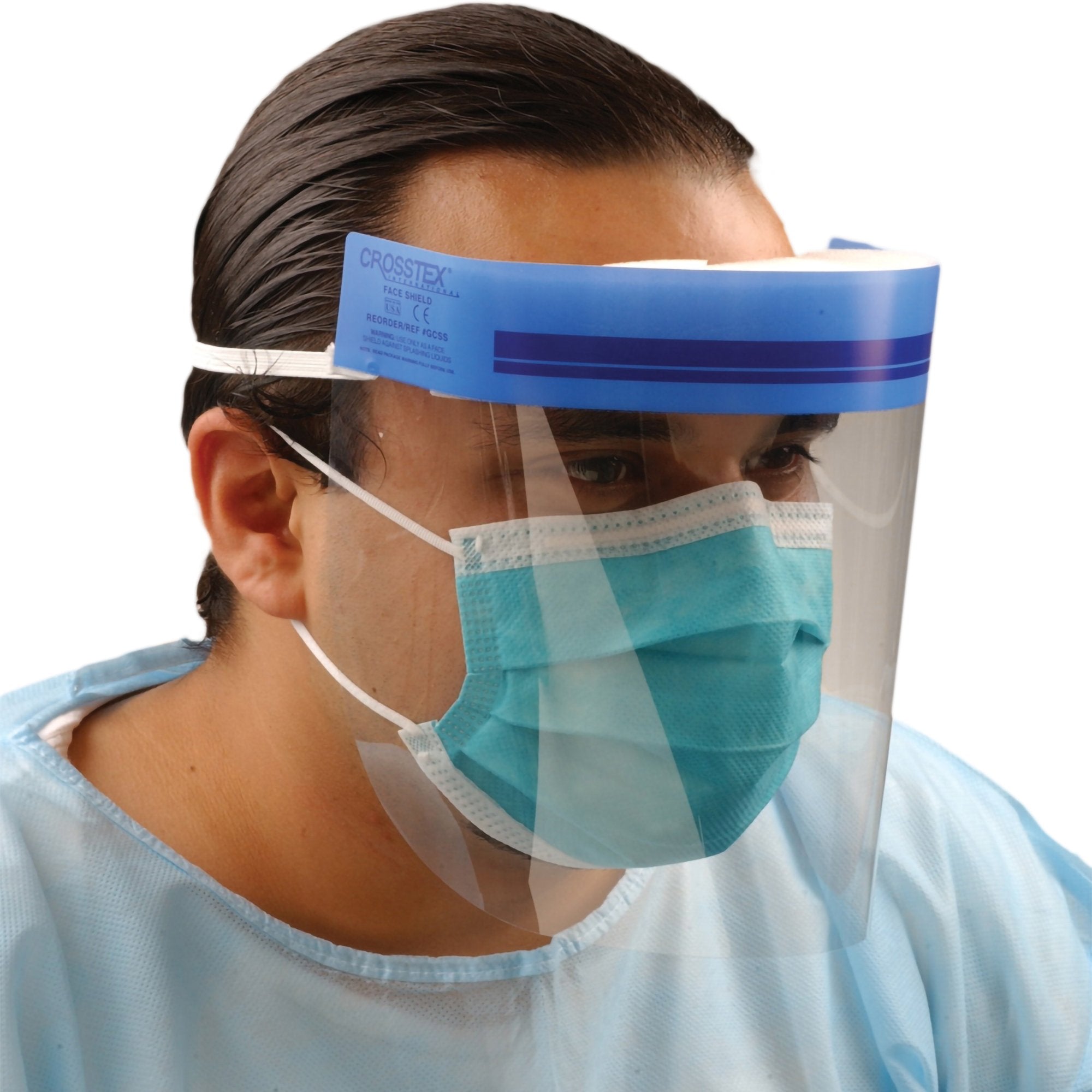 SPS Medical Supply - Wraparound Face Shield Crosstex® One Size Fits Most 3/4 Length Anti-fog Disposable NonSterile [72/CS]