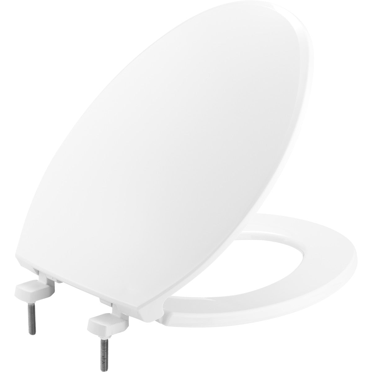 Bemis Elongated Hospitality Plastic Toilet Seat in White with STA-TITE® Commercial Fastening System