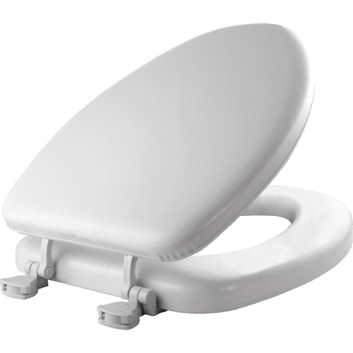 Mayfair Elongated Cushioned Vinyl Soft Toilet Seat in White with STA-TITE® Seat Fastening System and Easy•Clean® Hinge