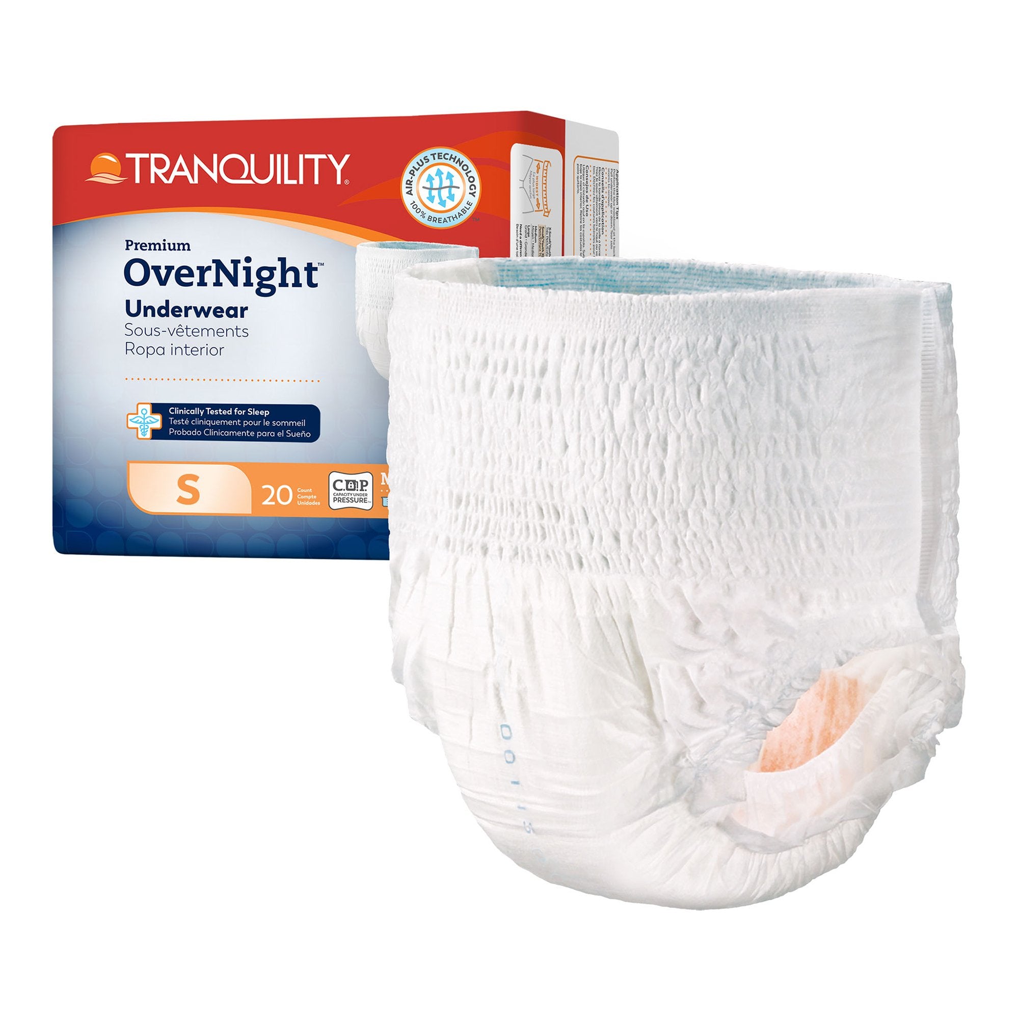 Principle Business Enterprises - Unisex Adult Absorbent Underwear Tranquility® Premium OverNight™ Pull On with Tear Away Seams Small Disposable Heavy Absorbency [80/CS]