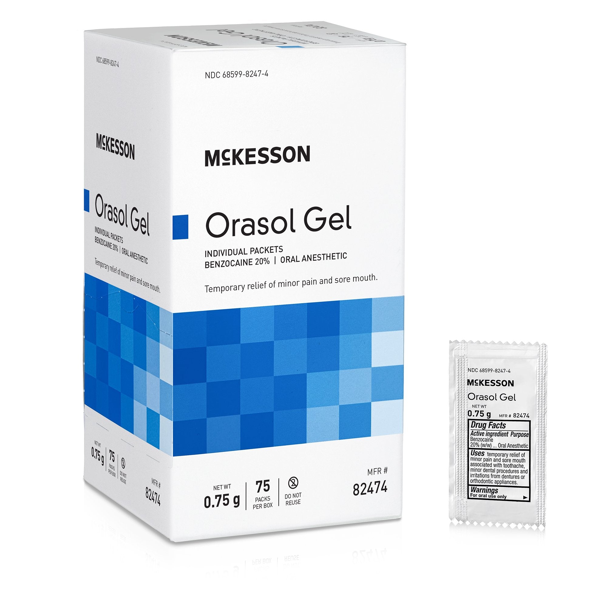McKesson Brand - Oral Pain Relief McKesson 20% Strength Benzocaine Oral Gel 0.75 Gram [900/CS]