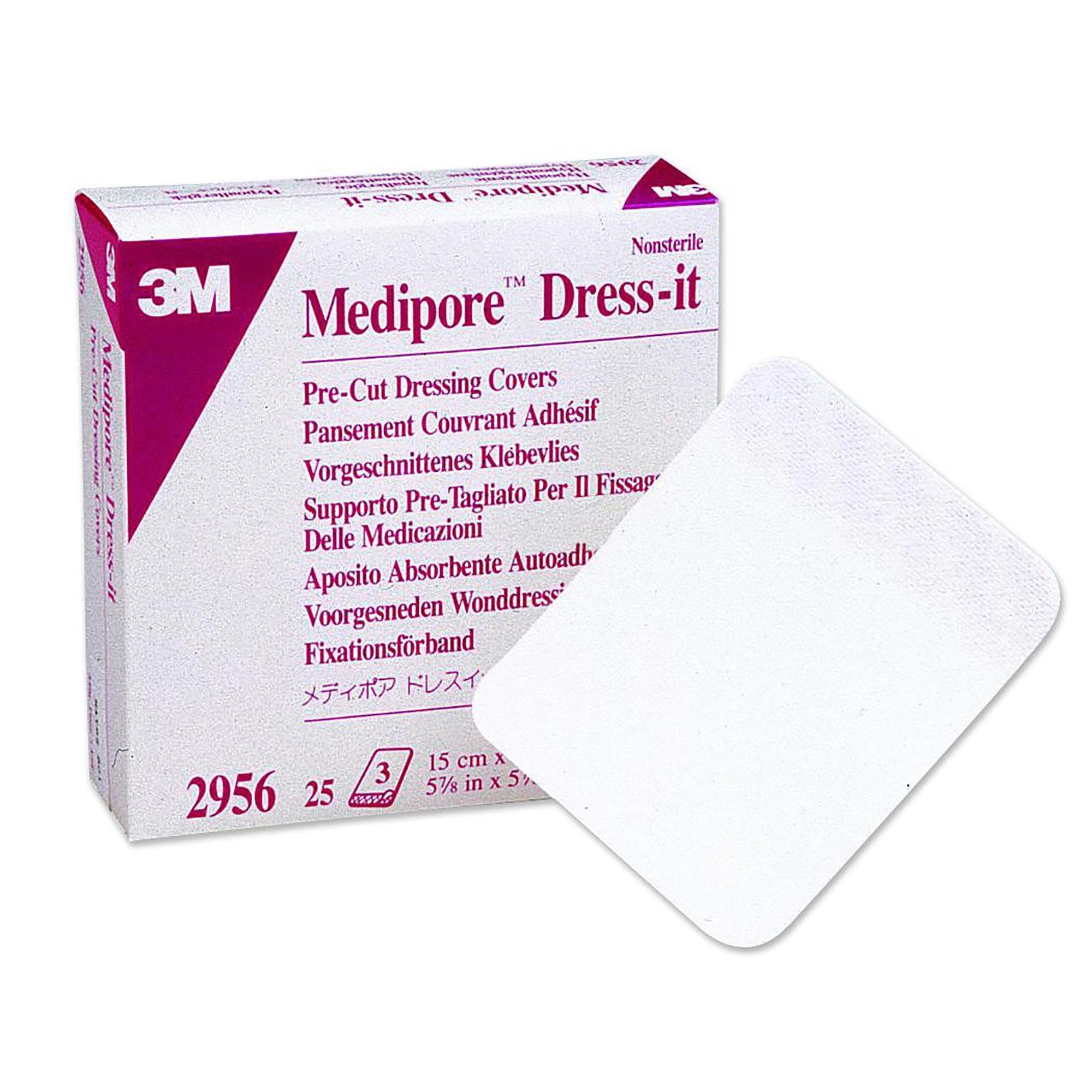 Solventum Corporation - Dressing Retention Tape with Liner 3M™ Medipore™ Dress-It White 5-7/8 X 5-7/8 Inch Soft Cloth NonSterile [100/CS]