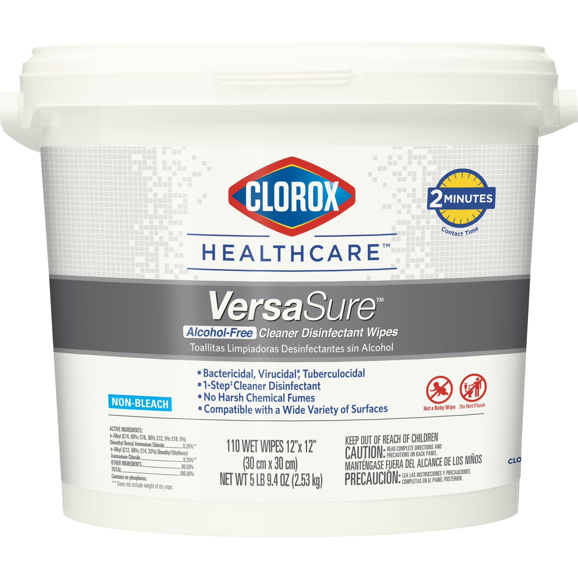 The Clorox Company - Clorox Healthcare® VersaSure™ Surface Disinfectant Cleaner Premoistened Quaternary Based Manual Pull Wipe 110 Count Pail Scented NonSterile [2/CS]