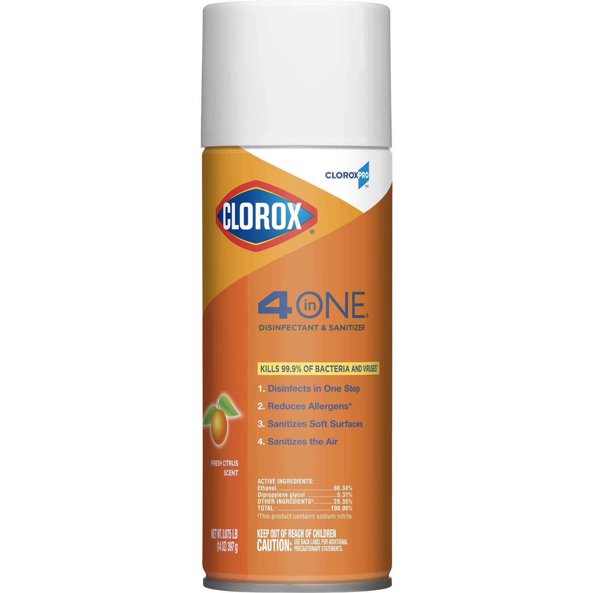 The Clorox Company - CloroxPro™ Clorox® 4 in One Surface Disinfectant / Sanitizer Alcohol Based Aerosol Spray Liquid 14 oz. Can Citrus Scent NonSterile [12/CS]